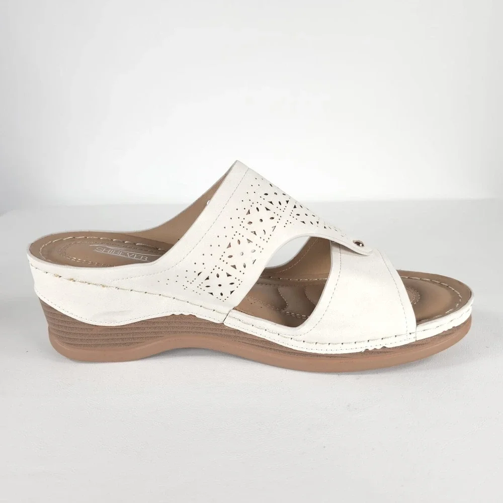 SHIBEVER NWOT Low Comfortable Wedge Sandal Open‎ Toe Slip On Size 42 US 11